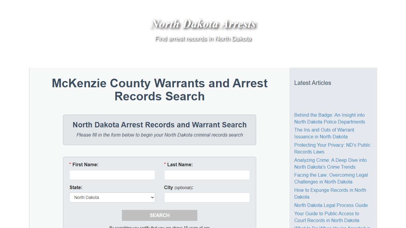 McKenzie County Warrants and Arrest Records Search - North Dakota Arrests